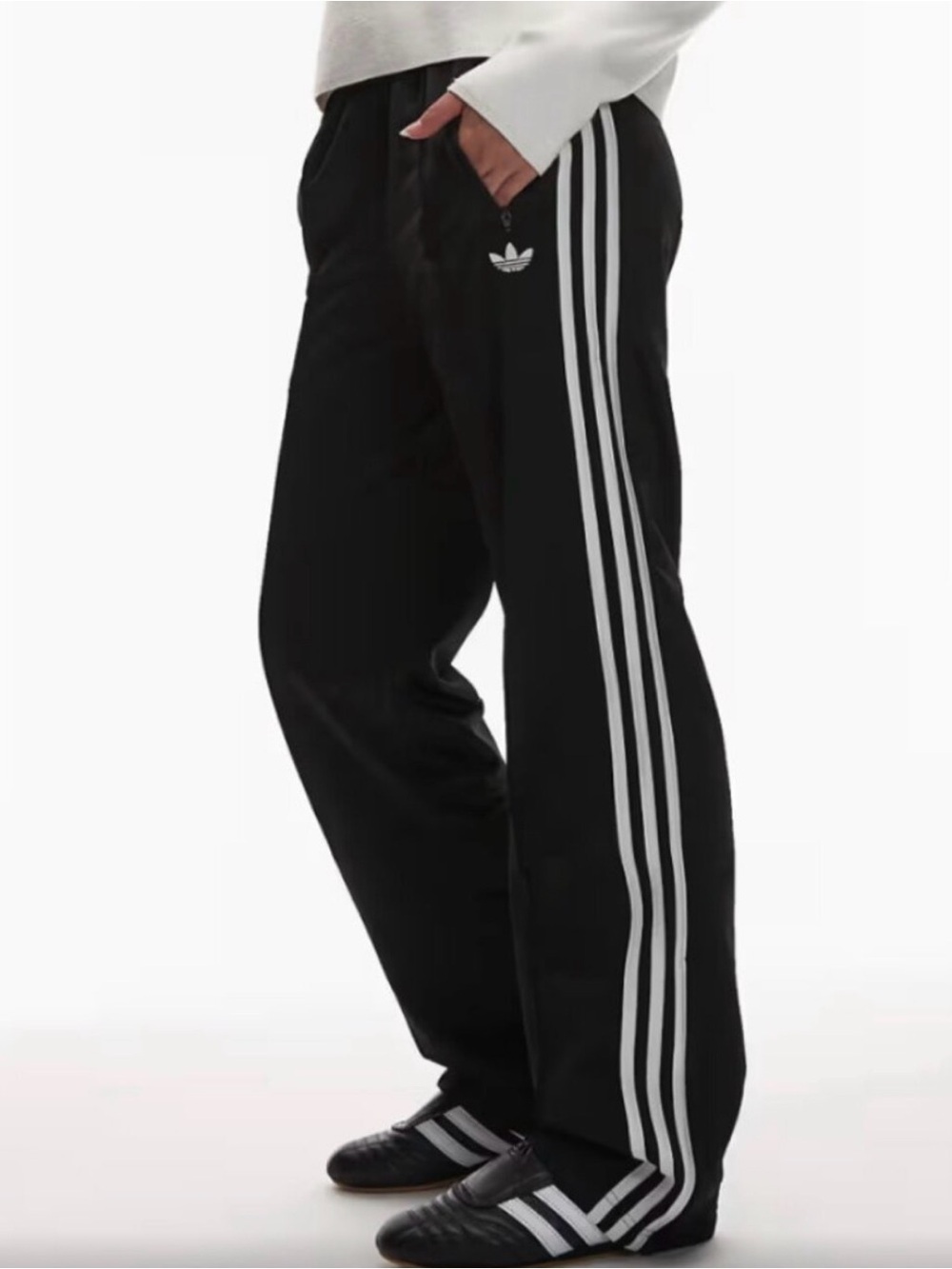 Adidas Black Firebird Track Pants with White 3-Stripes